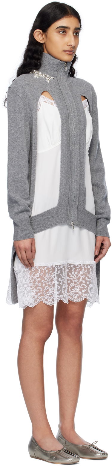 Klä Simone Rocha Simone Rocha Embellished Window Zip Cardigan Beige | LMK4BW 0660, 4