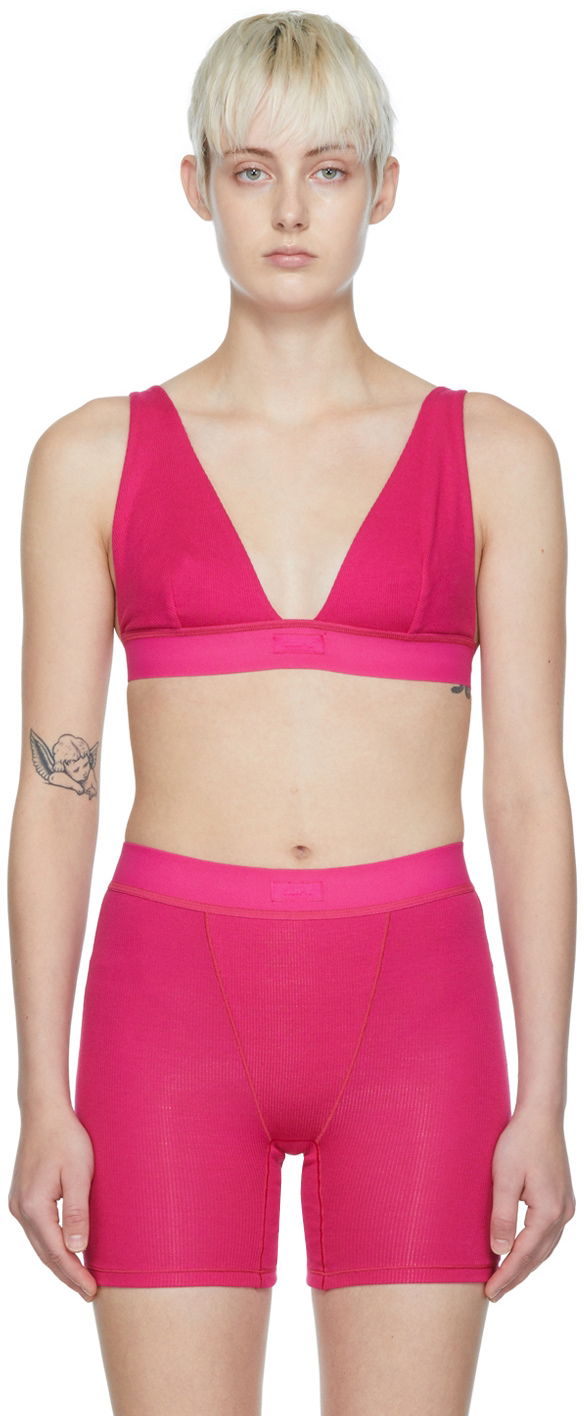 Behå SKIMS Women's Plunge Rib Bralette Rosa | Br-plg-0037, 0