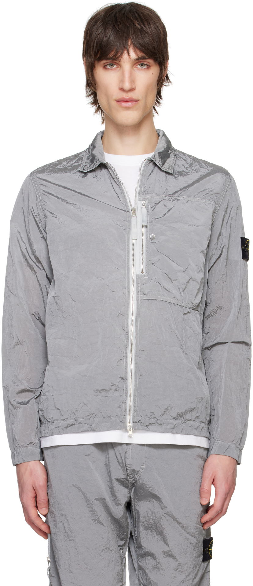 Vindjacka Stone Island Stone Island Regenerated Nylon Metal ECONYL Overshirt Grå | K1S15 1200005 S0019