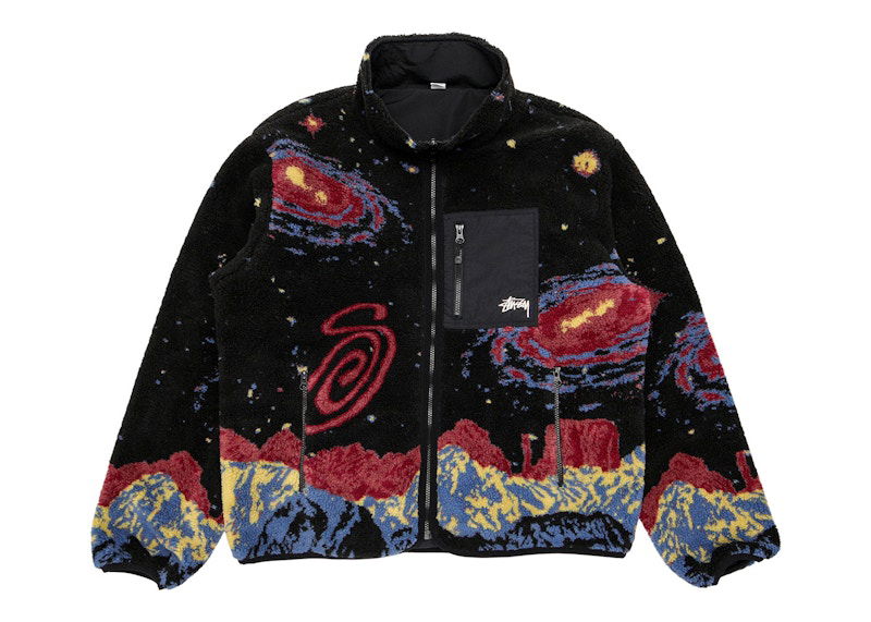 Sweatshirt Stüssy Reversible Cosmos Print Jacket Svart | 118514-MULT