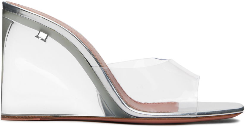 Tillbehör Amina Muaddi Amina Muaddi Lupita Glass Wedge Sandals Metallisk | LUPITA GLASS WEDGE PLEXI PVC