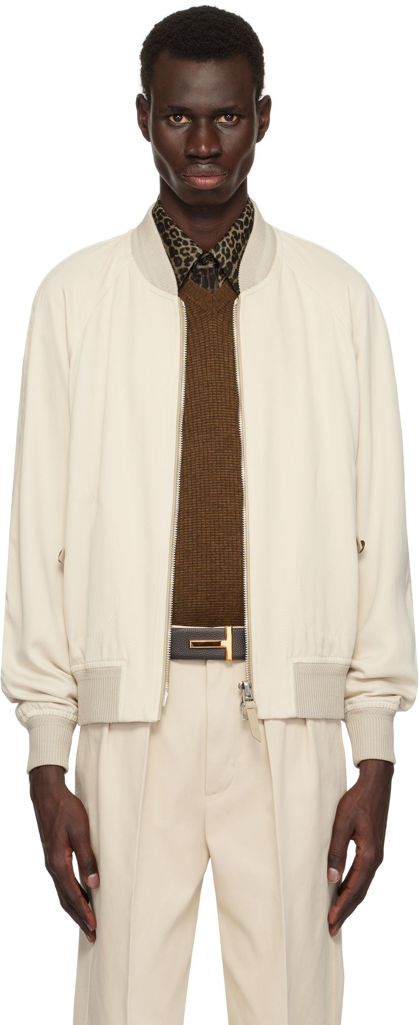 Bomberjacka Tom Ford TOM FORD Fluid Gabardine Bomber Jacket Beige | OBS046-FMT049S25