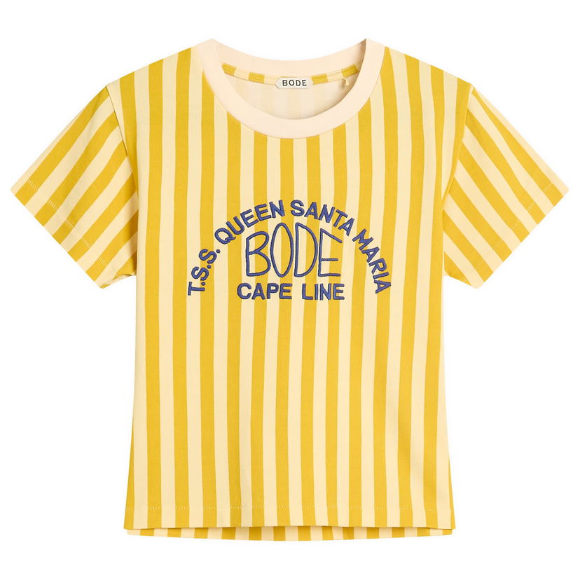 T-shirt Bode Bode Striped T-Shirt with Logo Print Gul | WRS25CS023-YLMLT