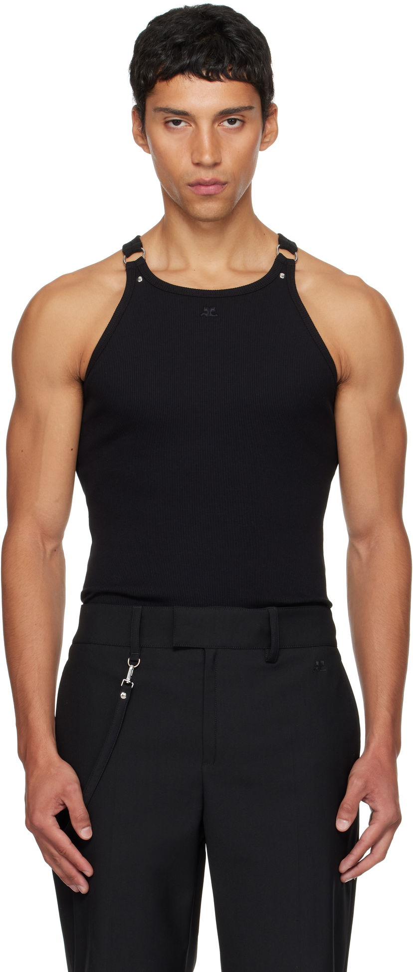 Linne Courrèges Courrèges Buckle 90's Rib Tank Top Svart | 325JDE139JS0194