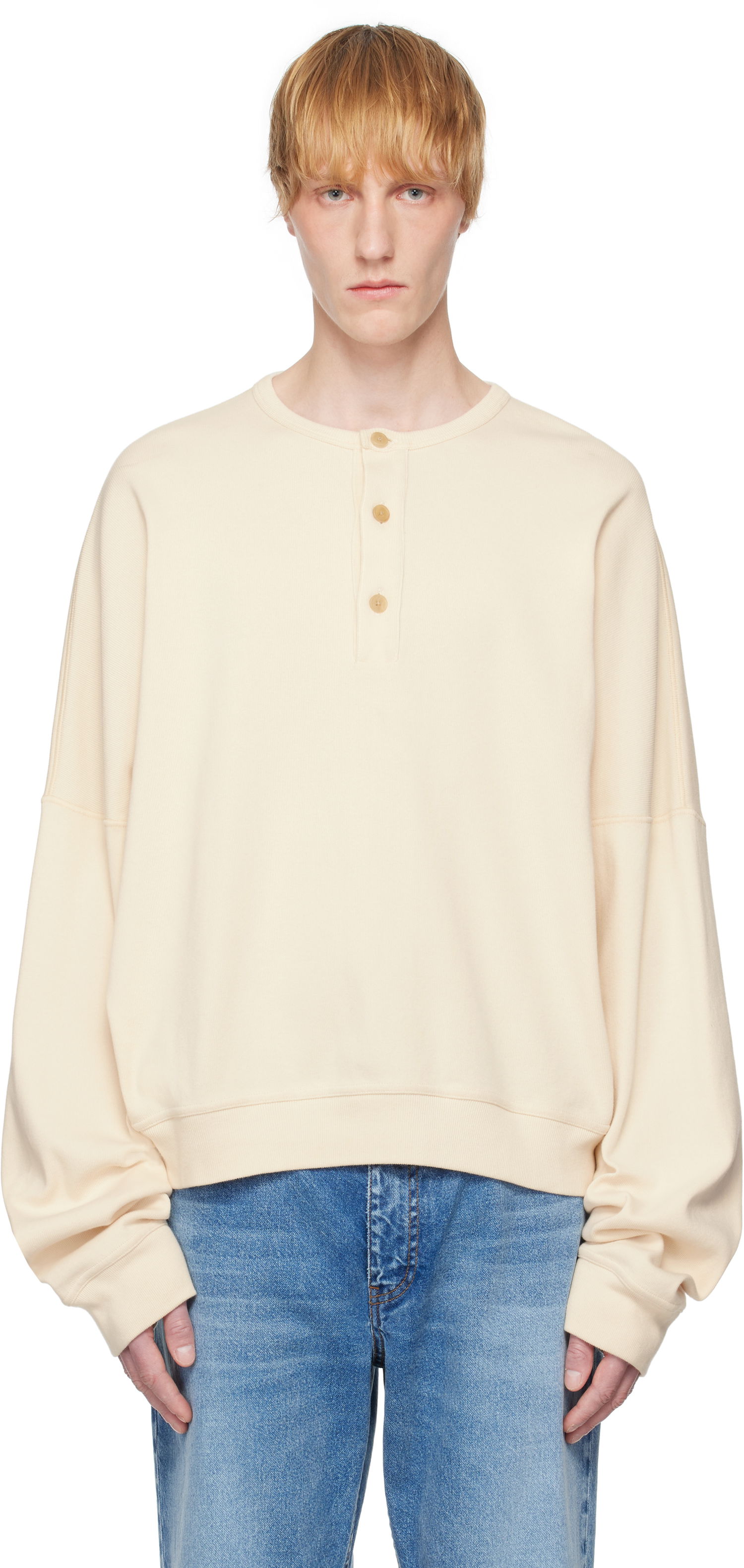 Sweatshirt The Row The Row Greto Henley Sweatshirt Beige | 945-K660, 0