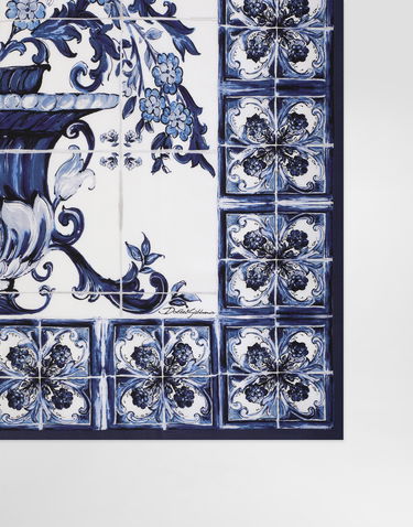 Halsduk Dolce & Gabbana Dolce & Gabbana Majolica-Print Silk Twill Square Scarf Blå | IF037WGDDHCHA3OA, 1