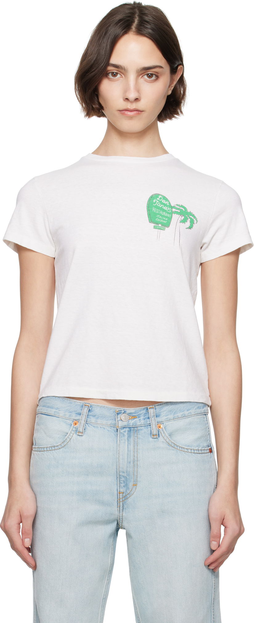 T-shirt RE/DONE Re/Done Classic 'Dan Tana's' Sign T-Shirt Vit | 024-02WCGT337