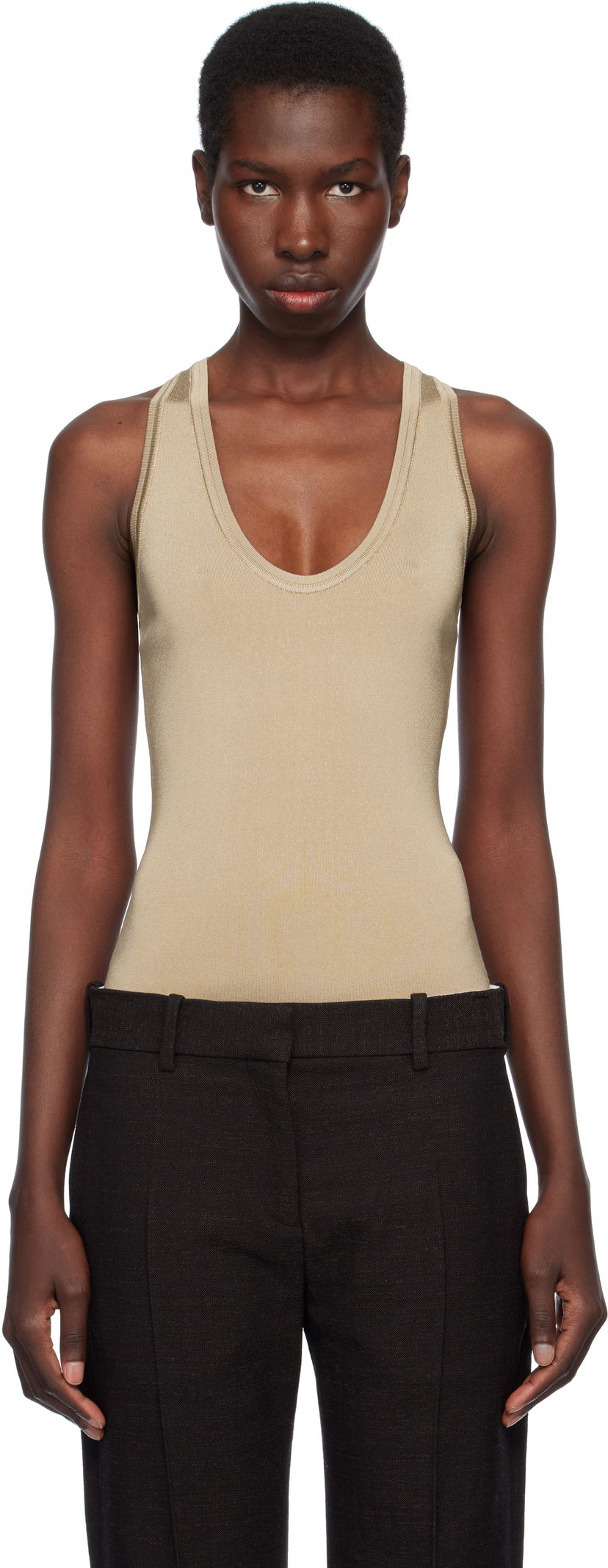 Linne FERRAGAMO Ferragamo Knitted Bodysuit Beige | 783140