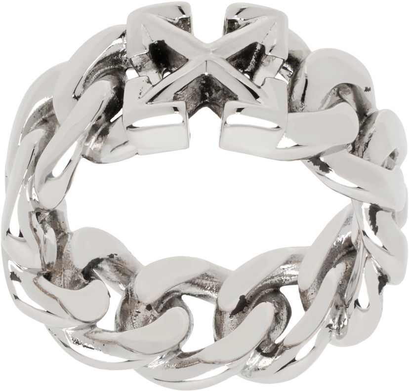 Ringa Off-White Chain Ring with Arrow Accent Metallisk | OMOC07DC99MET0017200