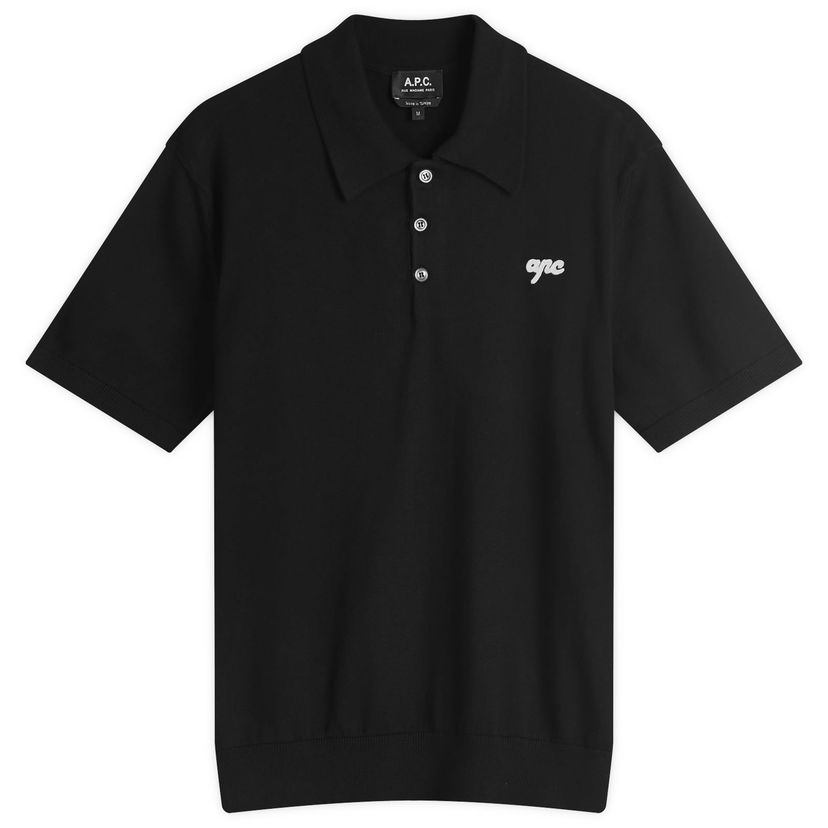 Polotröja A.P.C. Men's Gregorio Knitted Polo Svart | COGDK-H23393-LZZ