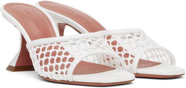 Skovård Amina Muaddi Amina Muaddi Lupita Net 70 Heeled Sandals Vit | LUPITA NET 70, 3