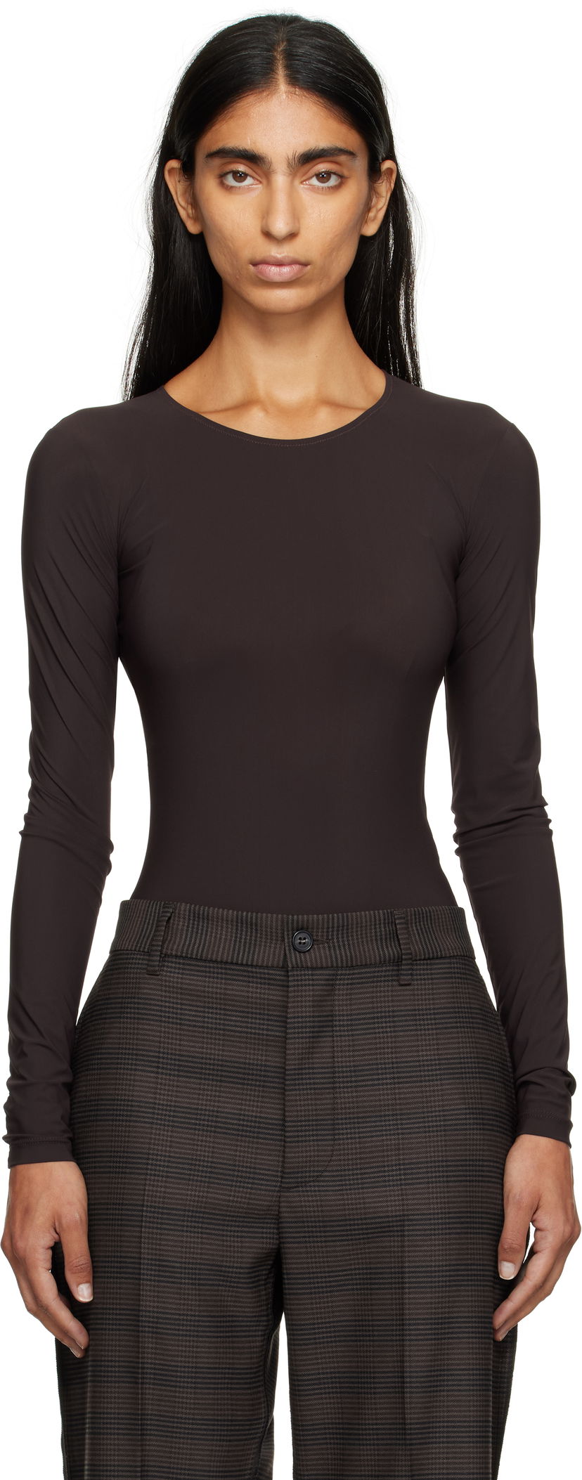 Kropp Maison Margiela MM6 Maison Margiela Jersey Bodysuit Brun | S62NA0085 S20518