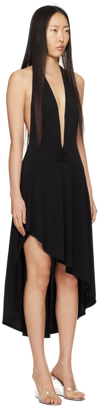Klä Miaou Miaou Elena Halter Asymmetrical Midi Dress Svart | 5044VISBLK, 1