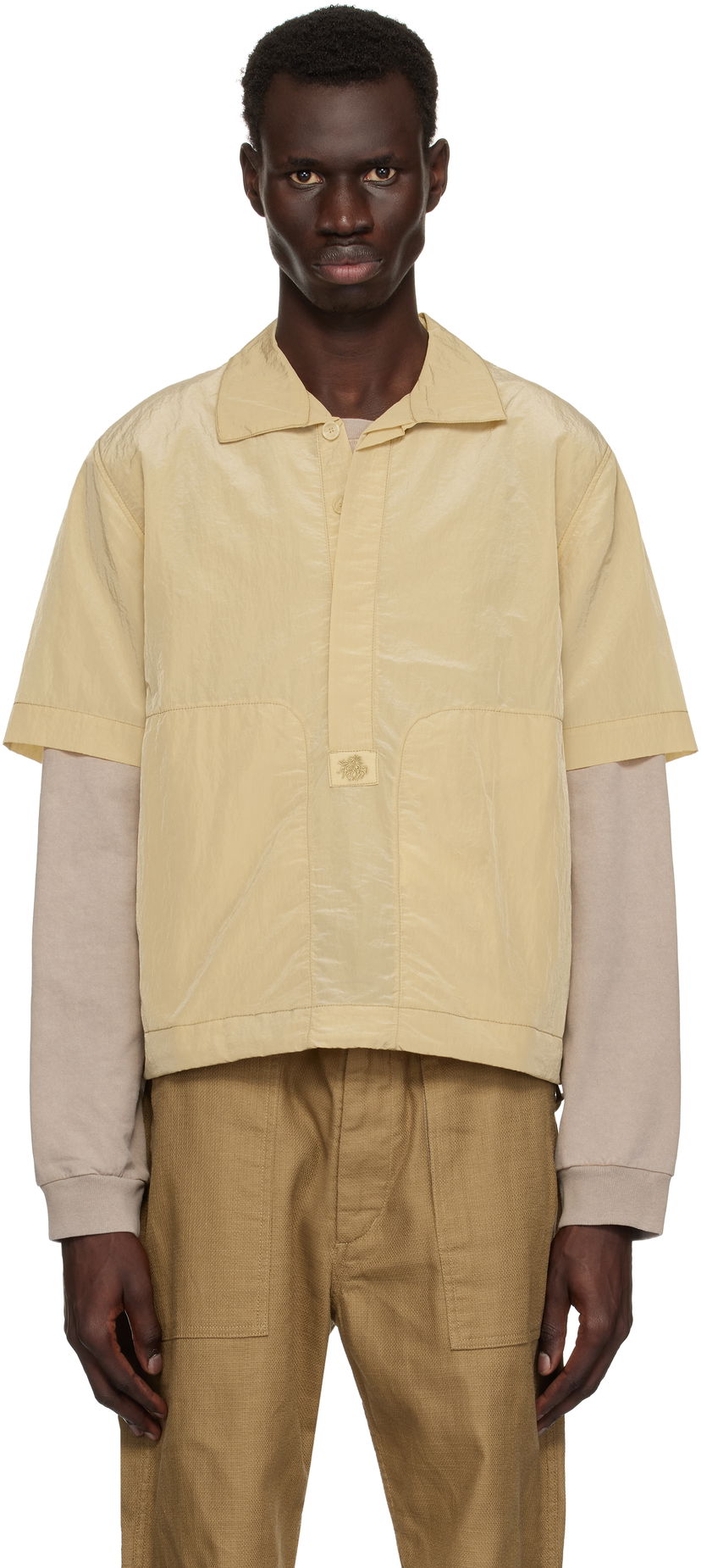 Polotröja Ranra RANRA Foreger Shiny Nylon Polo Beige | AMSS25PO02551