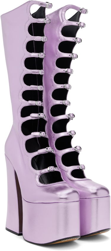 Skovård Marc Jacobs Marc Jacobs 'The Metallic Kiki' Knee-High Platform Boots Purpur | 2R4FBO001F01, 3