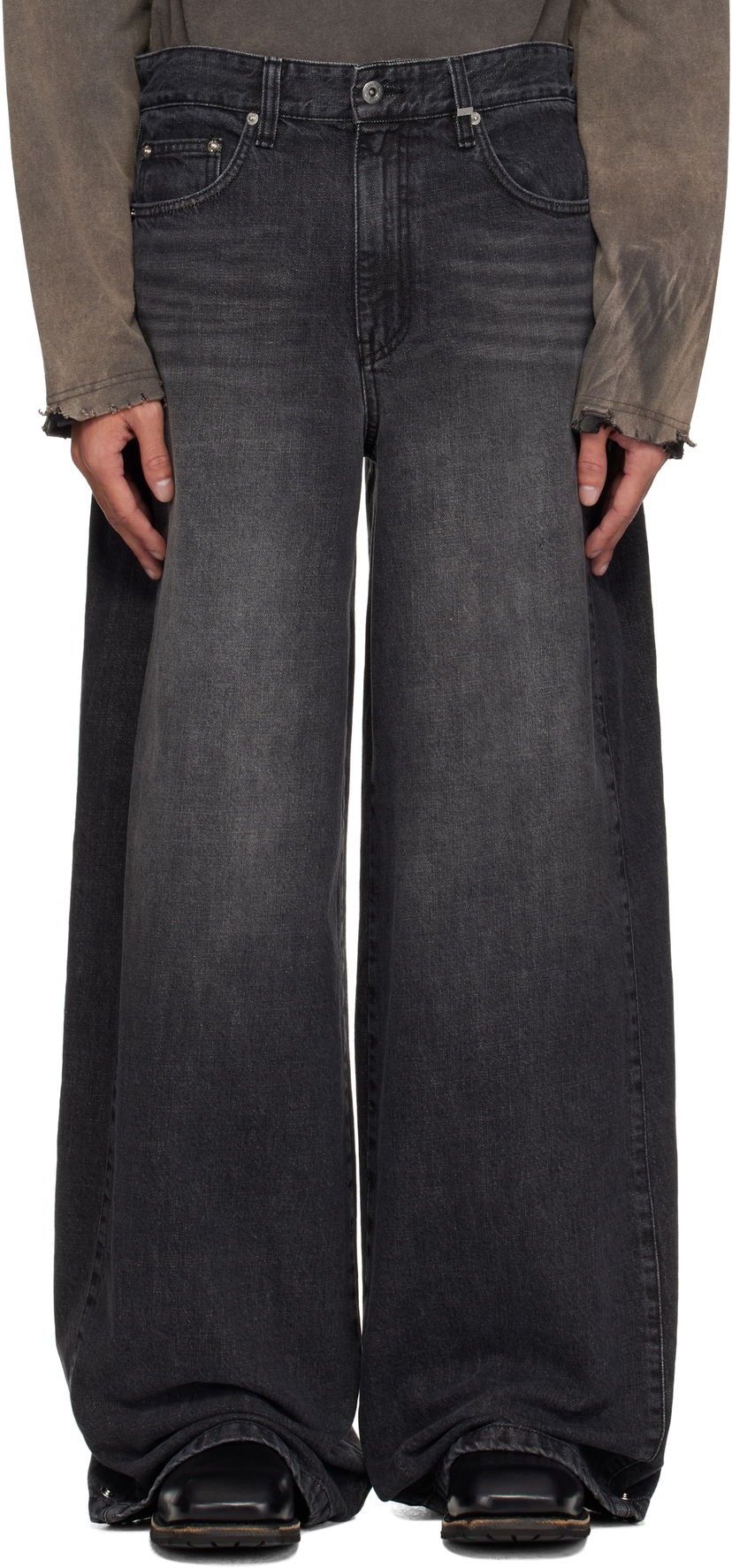Jeans We11done We11done Tuck Detail Jeans Svart | WD-DP1-25-358-M-BK