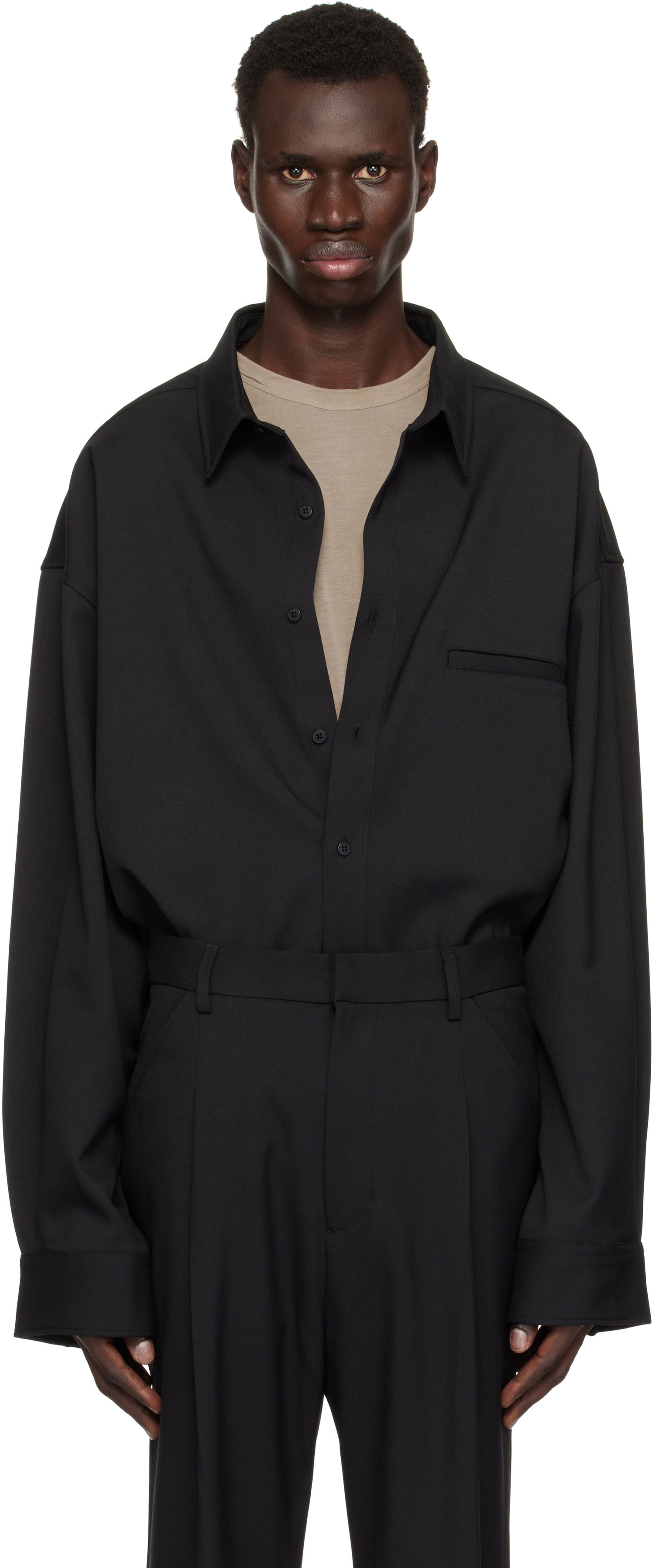 Skjorta Entire Studios Giant Wool Oversized Shirt Svart | ES2597BL, 0