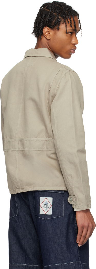 Bomberjacka C.P. Company C.P. Company Cotton Linen Zip Overshirt Beige | 18CMOS103A-006273G, 2