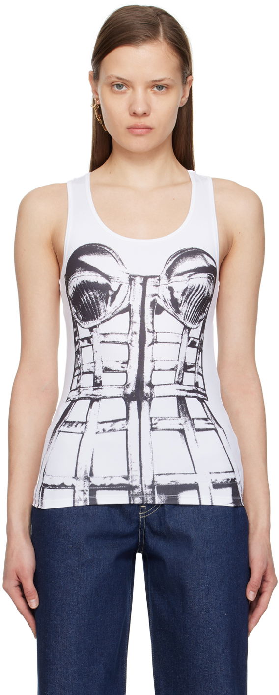 Linne Jean Paul Gaultier Jean Paul Gaultier Trompe L'oeil Graphic Tank Top Vit | 24/25-F-TO185-J550-0100
