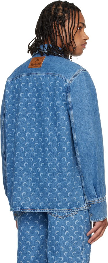 Skjorta Marine Serre Marine Serre Moon Laser Denim Shirt Blå | USI035ACDEN0002, 2