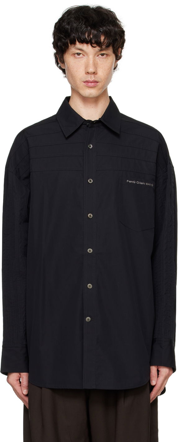 Skjorta Feng Chen Wang Feng Chen Wang Pleated Shirt Svart | FUF18SR04B