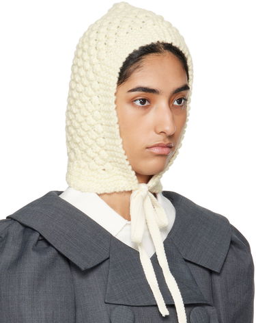 Mössa SHUSHU/TONG SHUSHU/TONG Tied Knit Hood Vit | MWDCAC06 ACR001, 1