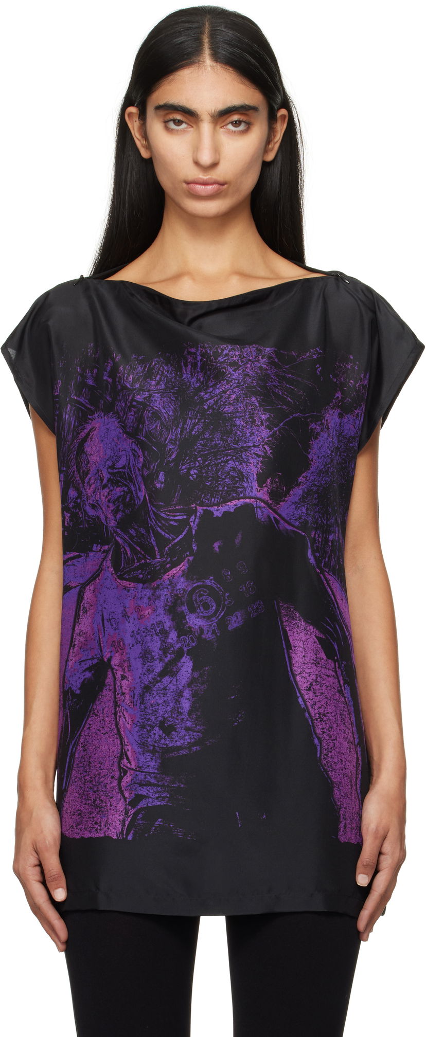 T-shirt Maison Margiela Printed Blouse Svart | S62NC0165 M35246