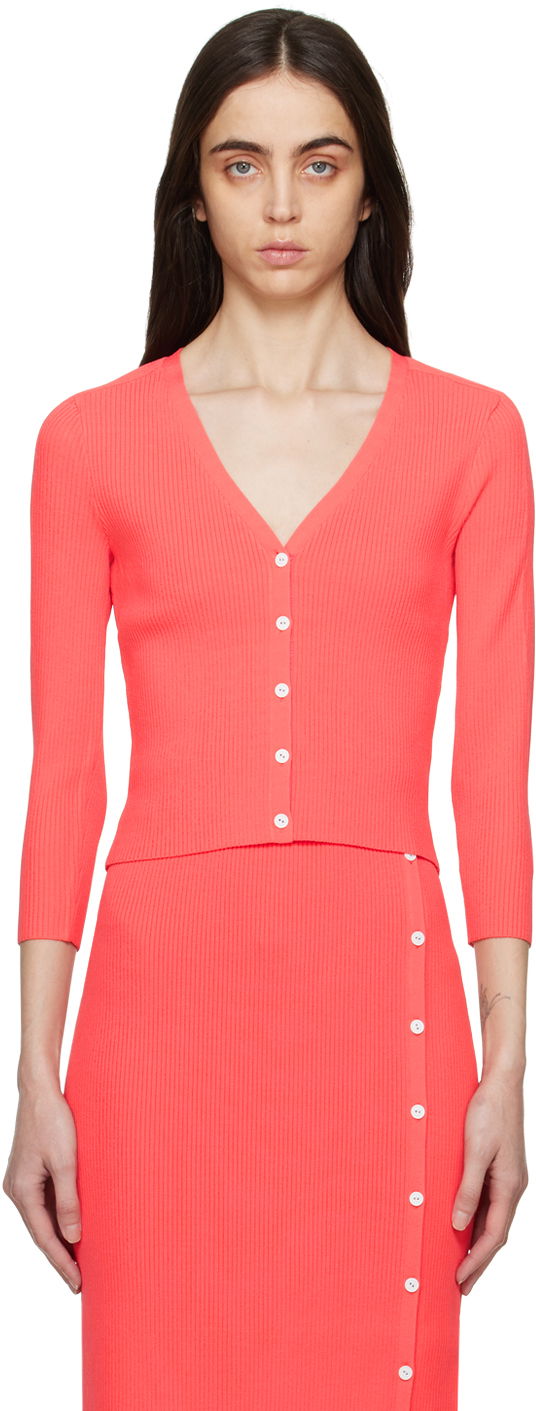 Sweater rag & bone rag & bone Asher Ribbed Knit Cardigan Röd | WAS23S025YL25