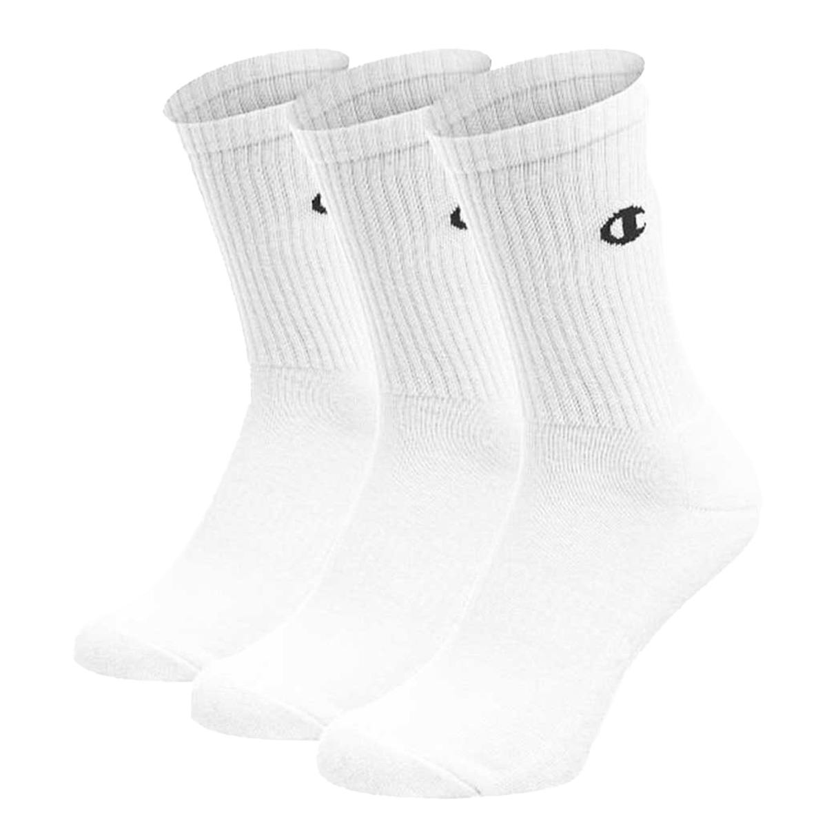 Strumpor Champion Ribbed Crew Socks 3-Pack Vit | CHE241U303-10, 0