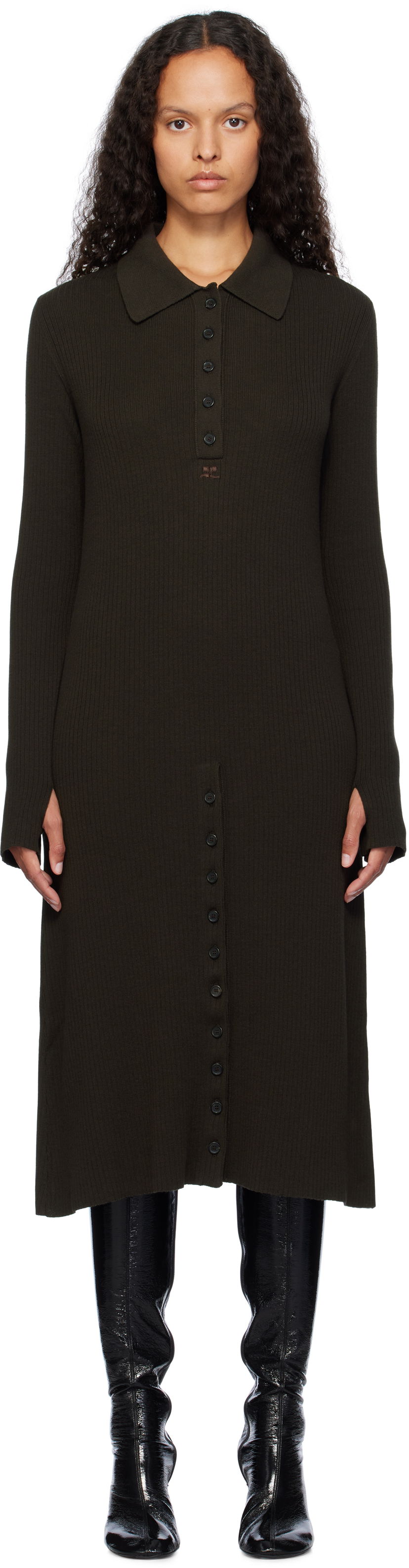 Sweater Courrèges Courrèges Midi Polo Dress Grön | 324MRO468FI0049