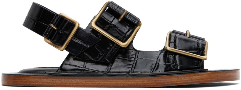 Sneakers och skor Jil Sander Jil Sander Croc-Embossed Leather Slingback Sandals Svart | J15WP0053_P4392