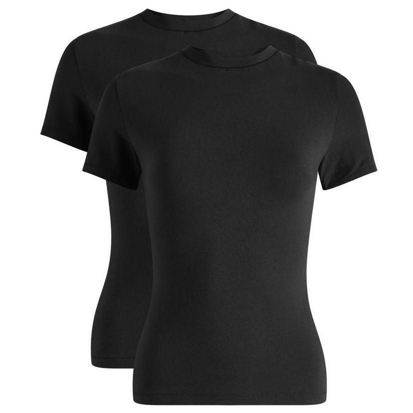 T-shirt SKIMS 2 Pack Cotton Jersey T-Shirts Svart | SS-STT-7240W-SOOT