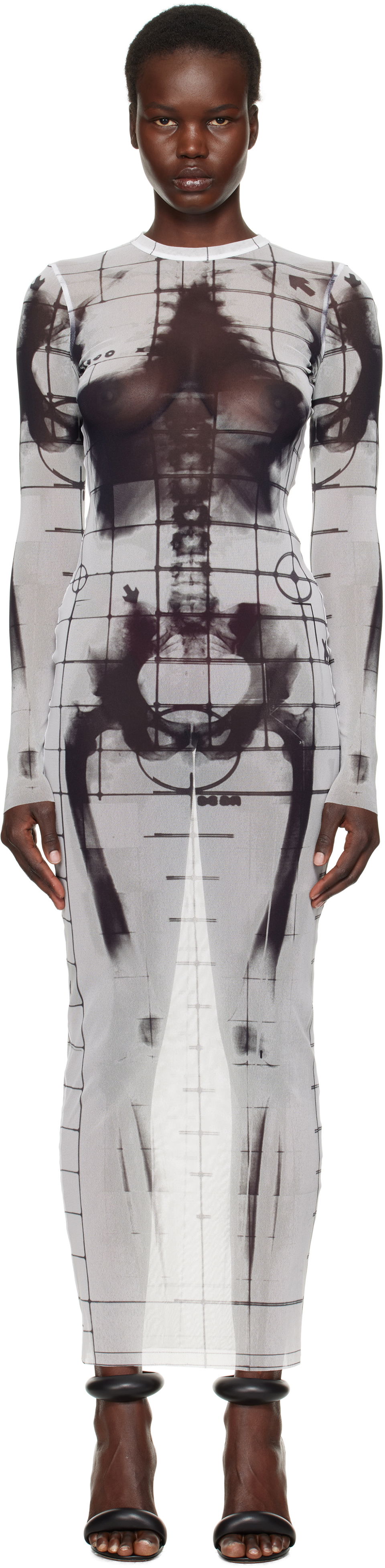 Klä Jean Paul Gaultier Jean Paul Gaultier 'The Squeletor' Maxi Dress Vit | 25/33-F-RO309-T580-0100, 0