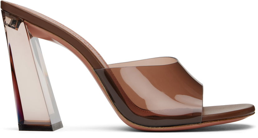 Sneakers och skor Amina Muaddi Brigitte Glass Heeled Sandals Brun | BRIGITTE GLASS SLIPPER PVC