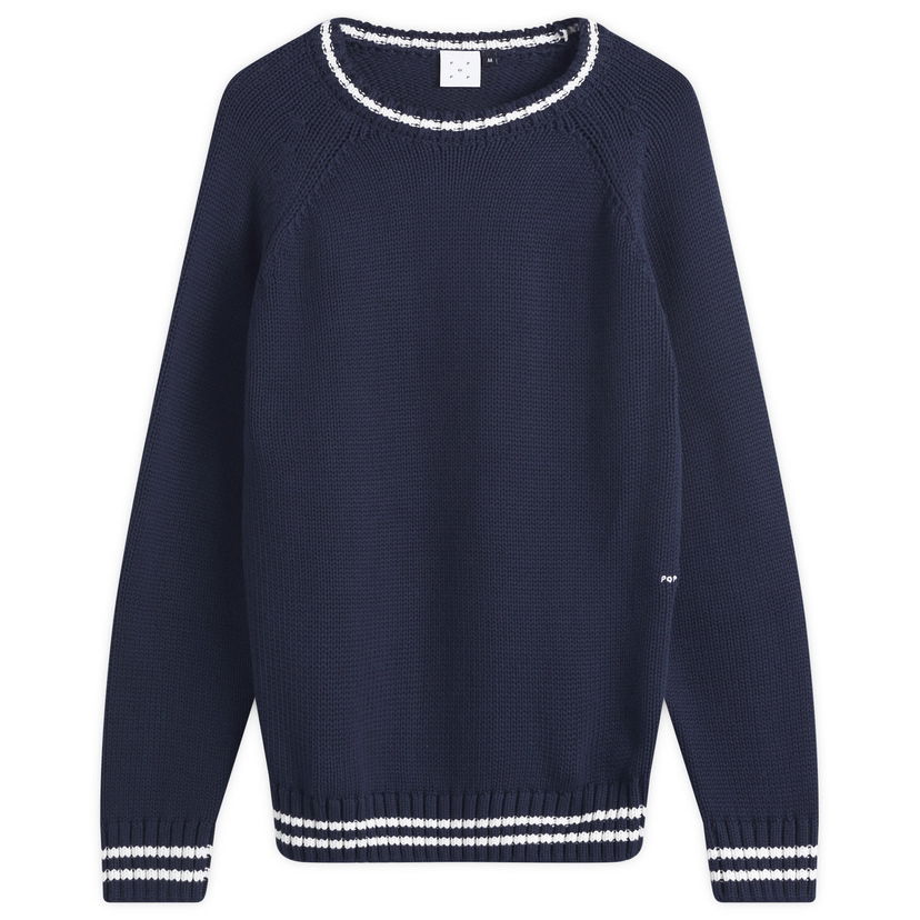 Sweater Pop Trading Company Knitted Logo Crew Sweater Mörkblå | POPSS25-06-002