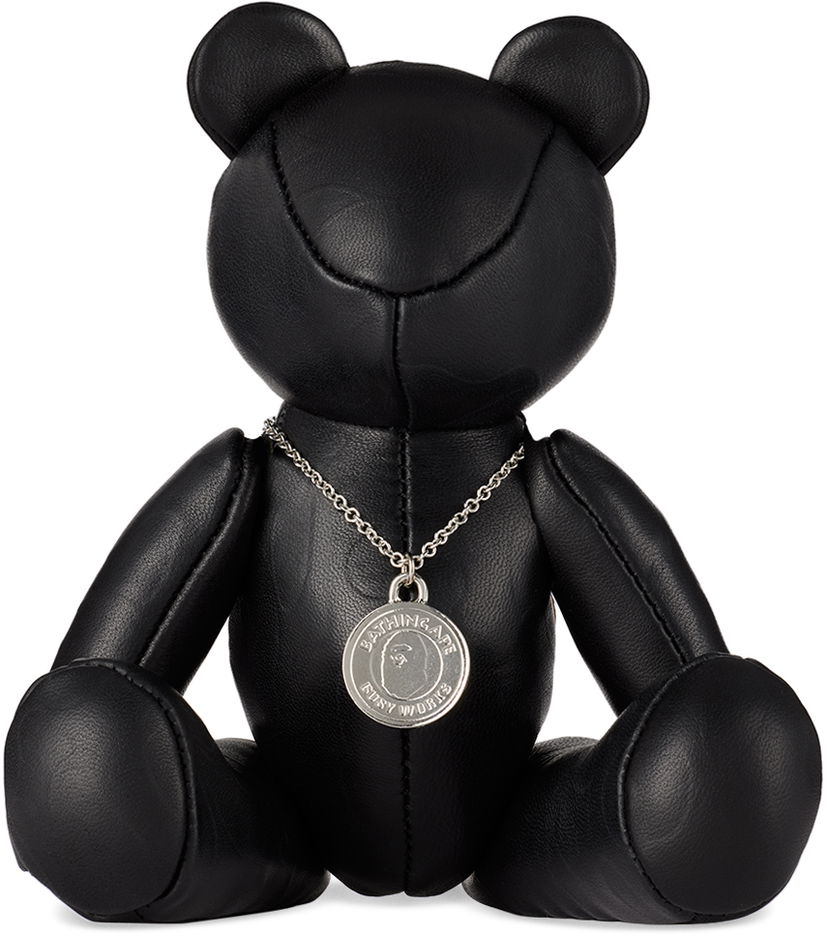 Flexstyle BAPE BAPE Black Solid Camo Leather Bear Plush Toy Svart | 001FGK301002M