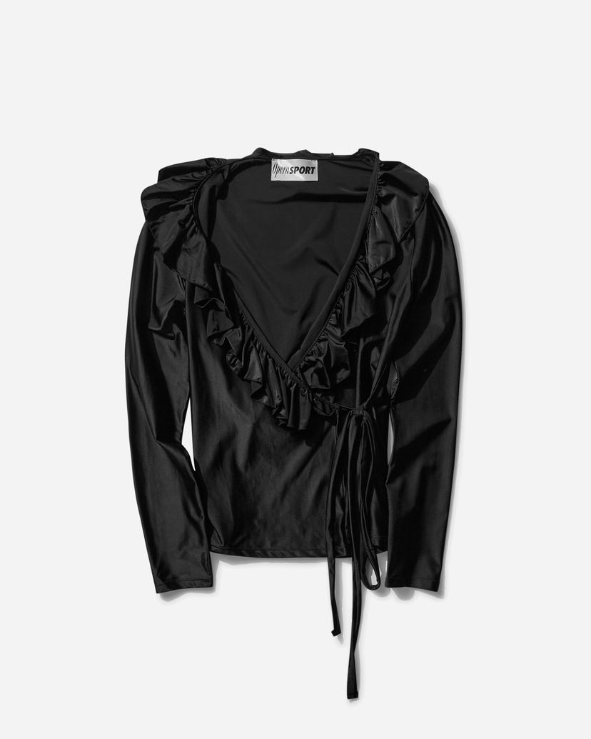 Skjorta OpéraSPORT Daphne Ruffle Wrap Top Svart | SS25-A45 BLK