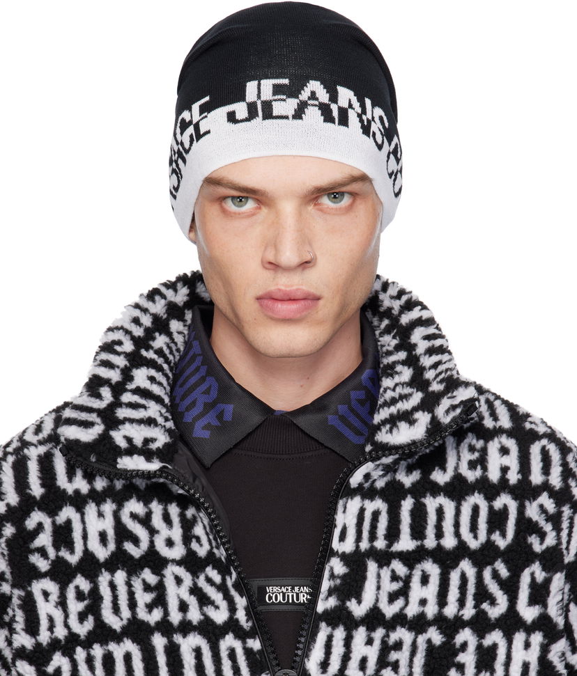 Mössa Versace Cut Logo Beanie Svart | E77GAZK57_EZG315