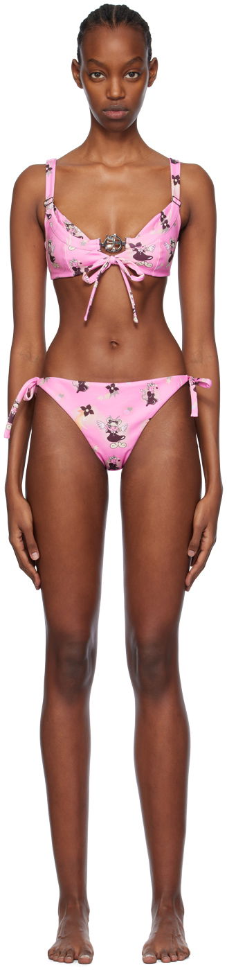 Badkläder Chopova Lowena Suski Print Bikini Rosa | 6418