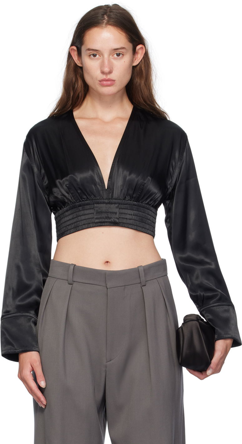 Crop top Alexander Wang Cropped Blouse Svart | 1WC3241932