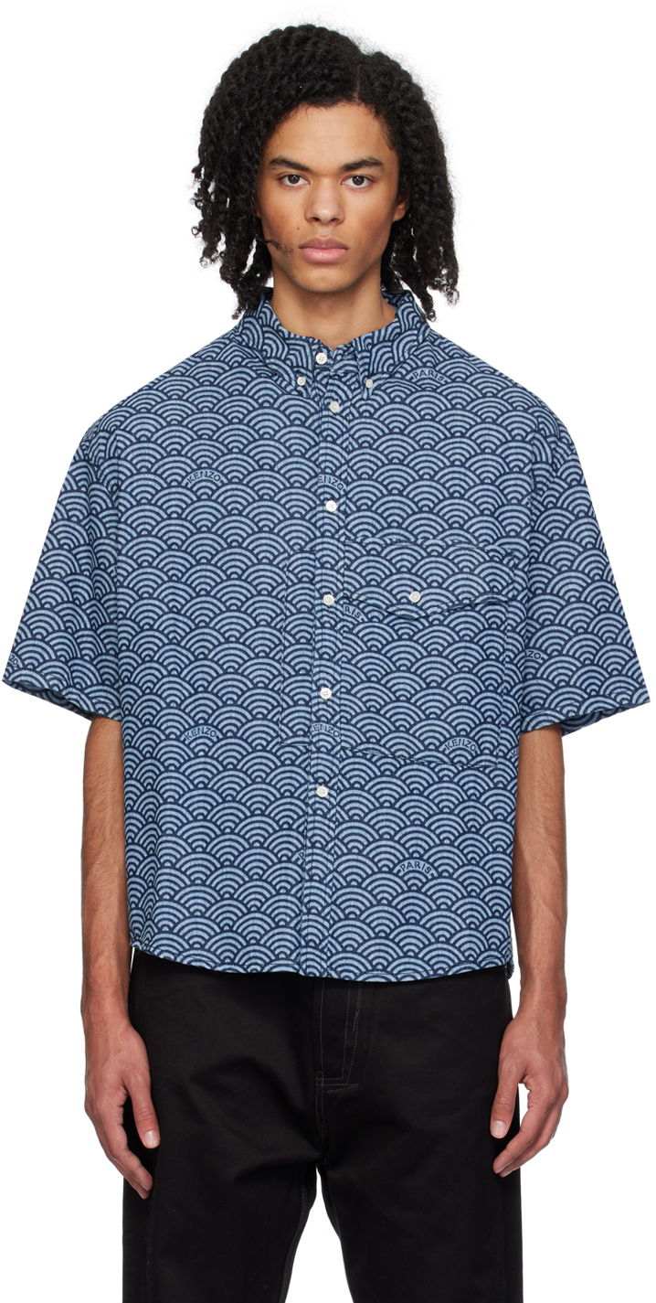 Skjorta KENZO Paris Seigaiha Denim Shirt Blå | FE55DC1016L1