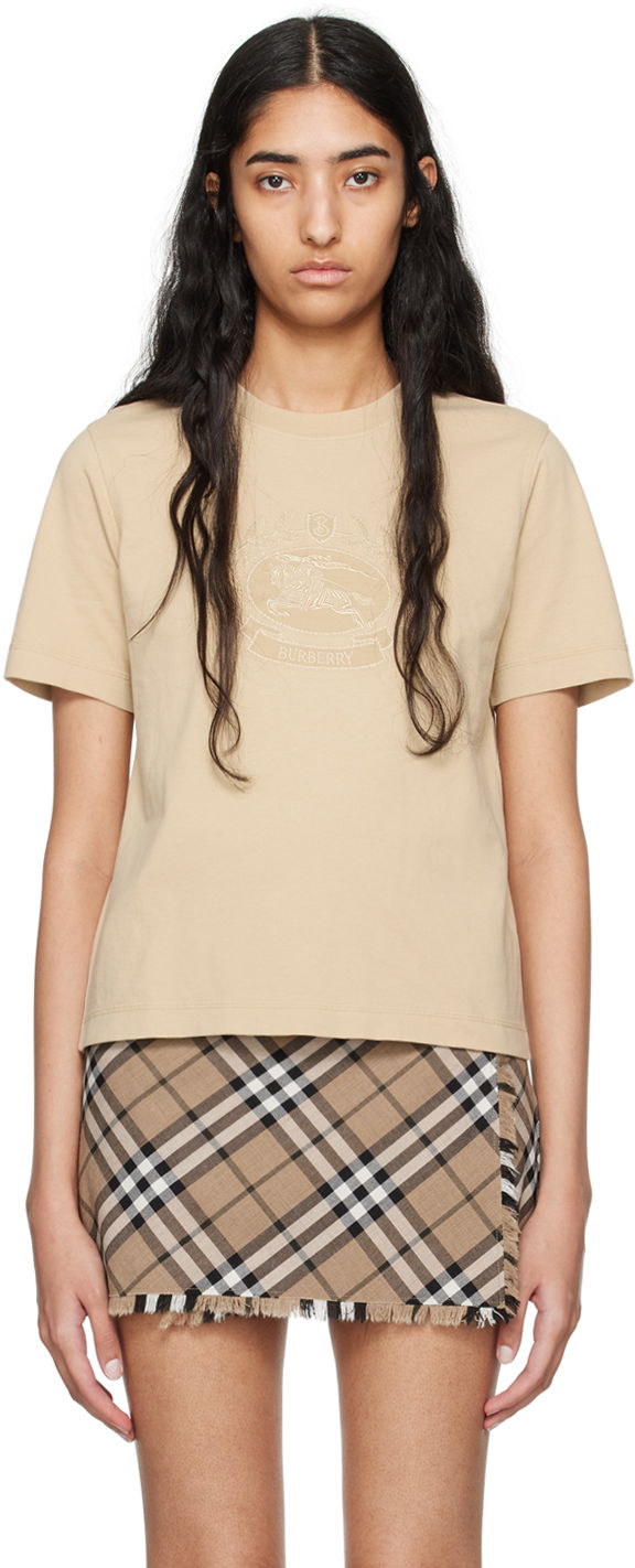 T-shirt Burberry EKD Embroidered Logo T-Shirt Beige | 8093654, 0