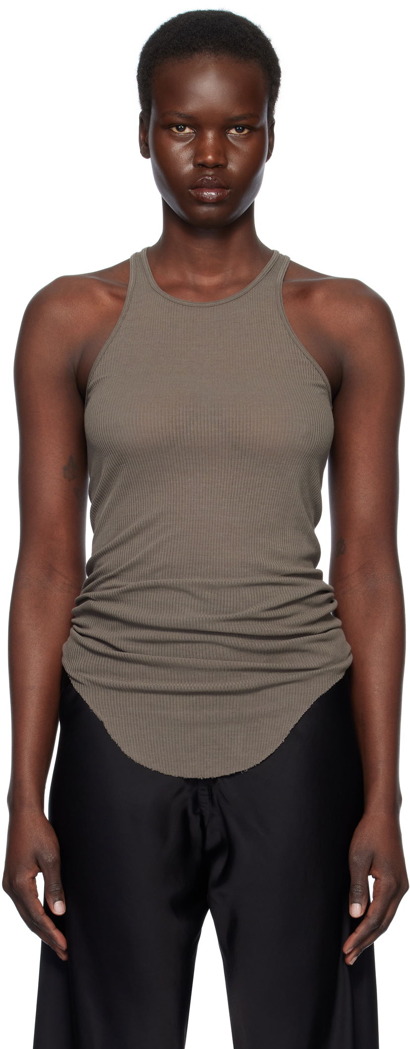 Linne Rick Owens Rick Owens Hollywood Basic Rib Tank Top Brun | RP01E7101 RC