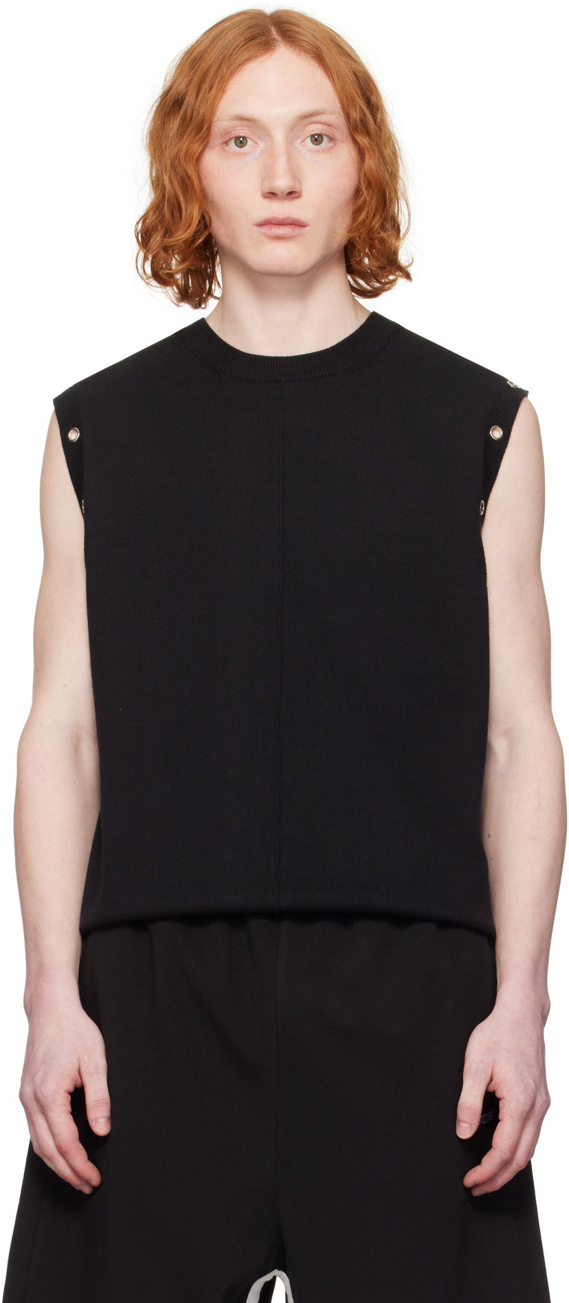Linne We11done We11done Eyelet Knit Vest Svart | WD-KV0-25-677-M-BK