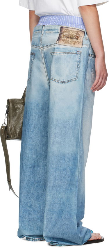 Byxor Acne Studios Acne Studios Printed Wide-Leg Trousers Blå | AK0918-, 2