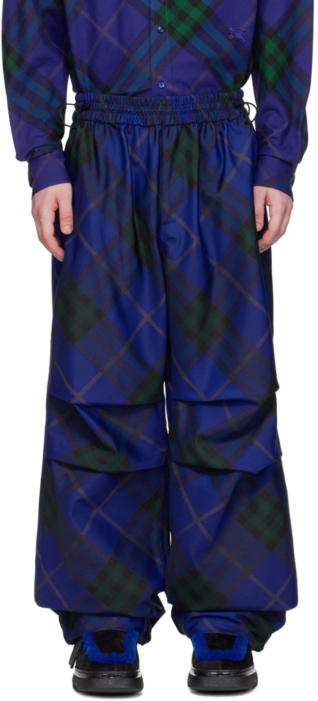 Träningsbyxor Burberry Blue Check Sweatpants Blå | 8083372