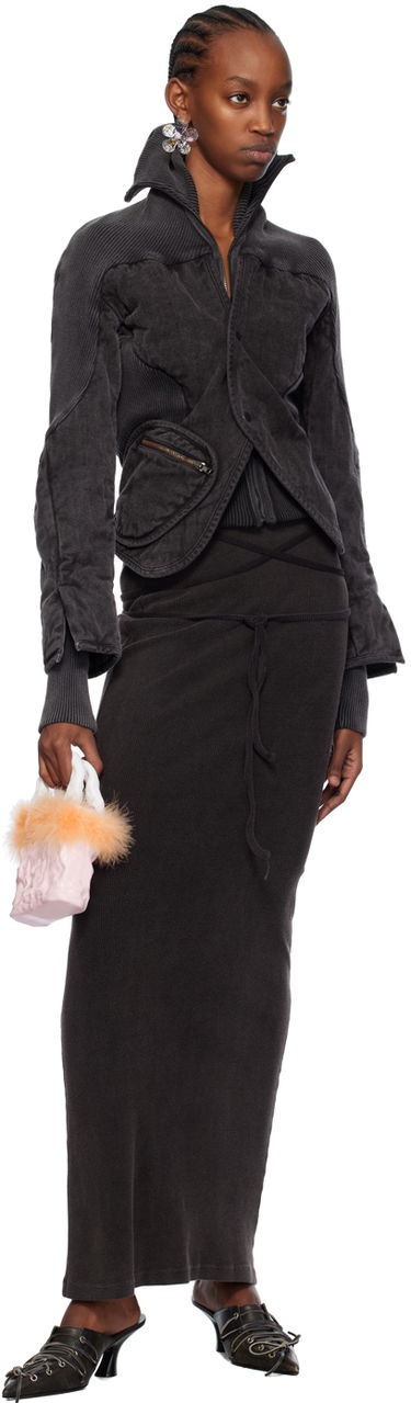 Kjol Ottolinger Ottolinger Rib Knit Maxi Skirt Svart | 408001, 3