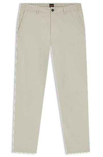 Byxor BOSS Regular-Fit Cotton-Blend Twill Trousers Beige | 50542986