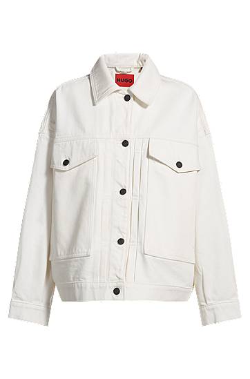 Jacka BOSS HUGO Oversized Rigid Denim Jacket Vit | 50535349