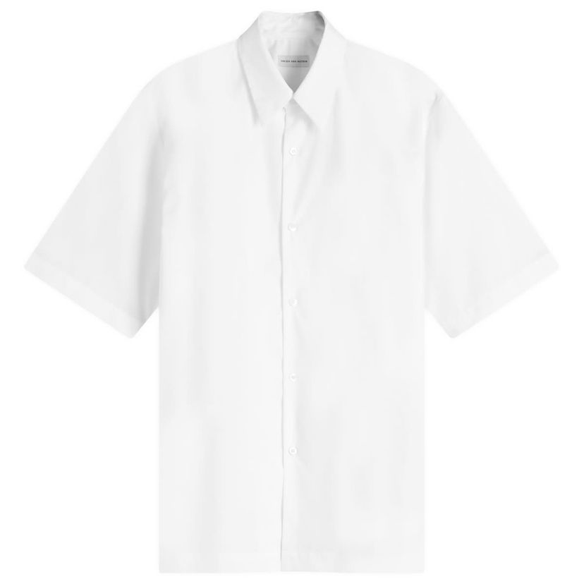 Skjorta Dries Van Noten Dries Van Noten Clasen Poplin Short Sleeve Shirt, Size Small Vit | 251-020701-1466-001